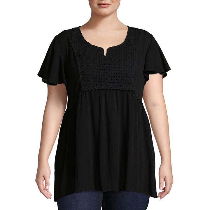 Boutique + Long Sleeve Woven Blouse - Plus