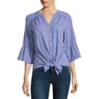Alyx 3/4 Sleeve V Neck Woven Gingham Blouse