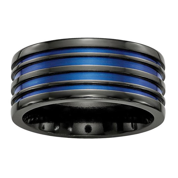 Edward Mirell Mens Titanium Blue Anodizedwedding Band