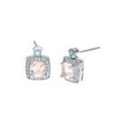 Genuine Morganite, Aquamarine And Diamond-accent Sterling Silver Earrings