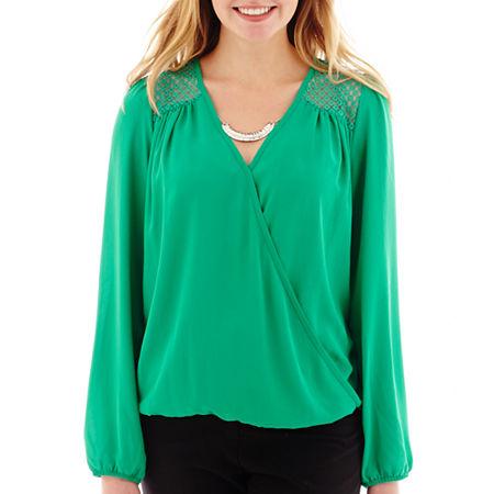 Heart & Soul Long-sleeve Chiffon Necklace Top