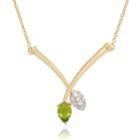 Genuine Peridot And Lab-created White Sapphire 14k Gold Over Silver Necklace