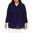 A.n.a 3/4 Sleeve Button-front Shirt-plus