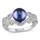 Black Cultured Freshwater Pearl 10k White Gold Ring