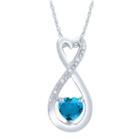 Diamond Accent Blue Topaz Heart Sterling Silver Pendant