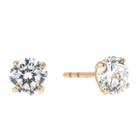 White Cubic Zirconia 14k Gold Over Silver 10mm Stud Earrings