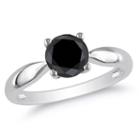 Womens 1 1/2 Ct. T.w. Color Enhanced Round Black Diamond 10k Gold Solitaire Ring