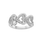 Forevermine 1/10 Ct. T.w. Diamond Sterling Silver Triple-heart Ring