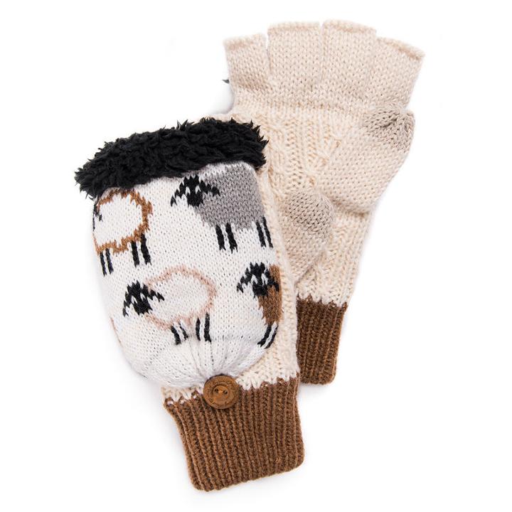 Muk Luks Womens Fingerless Flip Knit Midweight Mittens