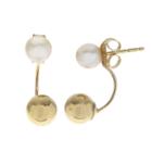 Genuine White Pearl 10k Gold Drop Earrings