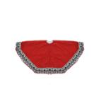 50 Red Heptagon With Gray And White Snowflakes & Reindeer Knit Border Christmas Tree Skirt