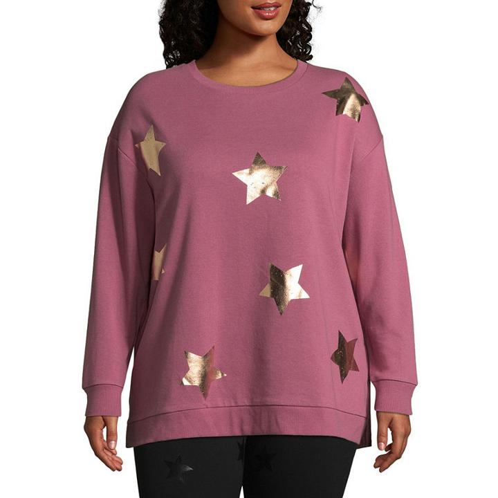 Xersion Long Sleeve Foil Detail Pullover - Plus