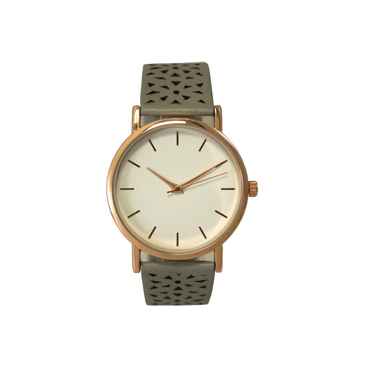 Olivia Pratt Laser Cut Womens Gray Strap Watch-16258