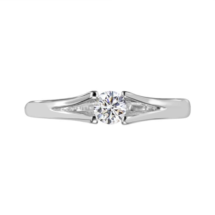 Womens Lab Created White Sapphire Sterling Silver Solitaire Ring