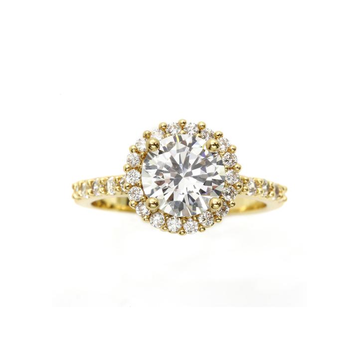 City X City Cubic Zirconia Pave Gold-tone Silver-plated Brass Cocktail Ring