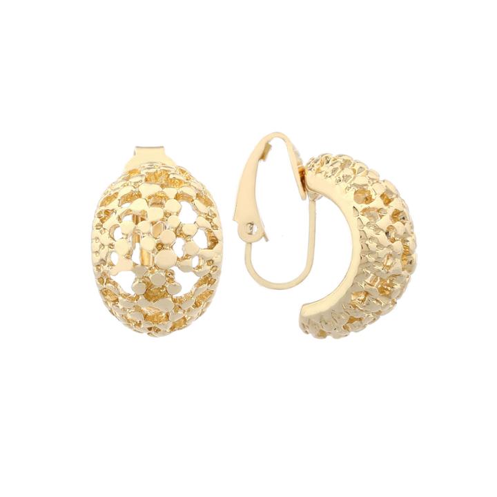 Liz Claiborne Goldtone Pebbled Clip On Earrings
