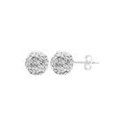 Rhinestone And Sterling Silver Round Ball Stud Earrings