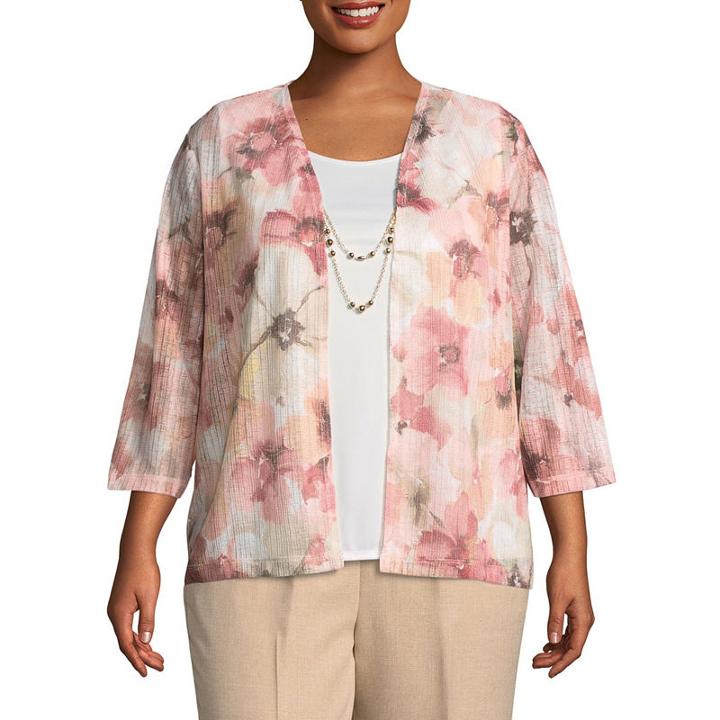 Alfred Dunner La Dolce Vita Floral Layered Sweater- Plus