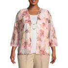 Alfred Dunner La Dolce Vita Floral Layered Sweater- Plus