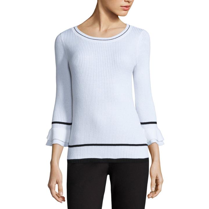 Liz Claiborne Elbow Sleeve Crew Neck Pullover Sweater