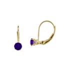 Genuine Purple Amethyst 14k Yellow Gold Drop Earrings