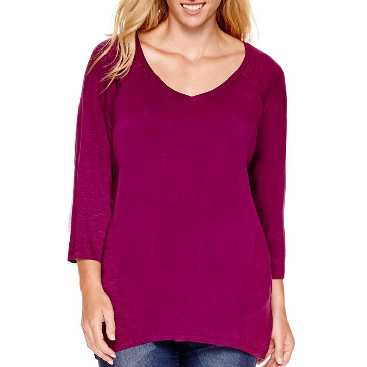 Stylus&trade; 3/4-sleeve Raglan T-shirt - Plus