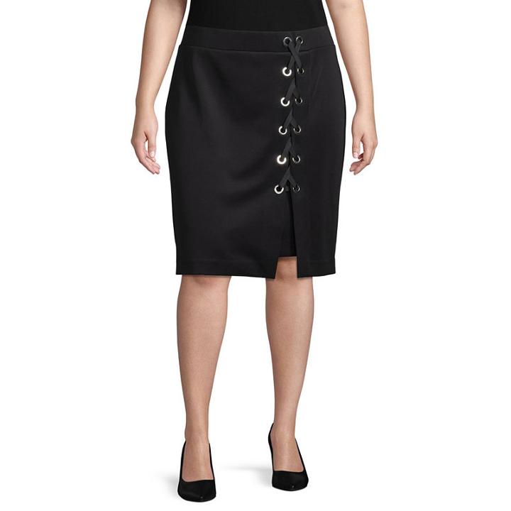 Bold Elements Lace Up Pencil Skirt Plus
