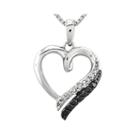 1/5 Ct. T.w. White And Color-enhanced Black Diamond Sterling Silver Heart Pendant Necklace