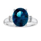 Womens Genuine Topaz Blue 10k Gold Cocktail Ring