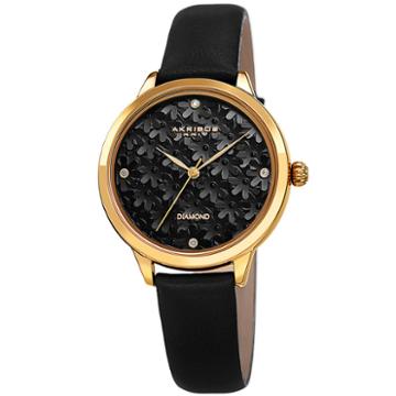 Akribos Xxiv Womens Black Strap Watch-a-1051bkg