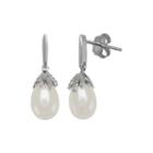 Cultured Freshwater Pearl And Diamond-accent Sterling Silver Earrings