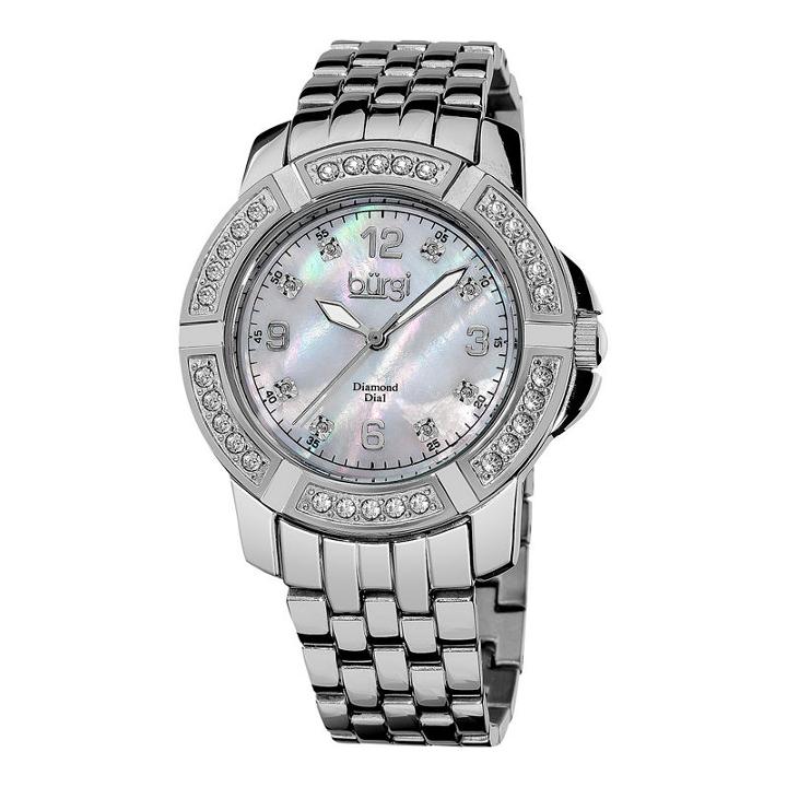 Burgi Womens Silver Tone Strap Watch-b-069ss