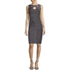 J. Taylor Sleeveless Metallic Cut-out Detail Sheath Dress