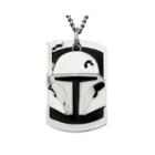 Star Wars Two-tone Stainless Steel Boba Fett Helmet Dog Tag Pendant Necklace