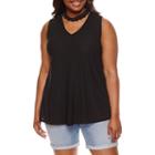 By & By. Sleeveless V Neck Crepe Blouse-juniors Plus