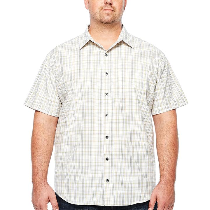 Van Heusen Short Sleeve Button-front Shirt-big And Tall