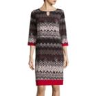 Rn Studio By Ronni Nicole 3/4-sleeve Chevron Bar-neck Shift Dress