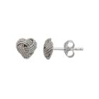 Sterling Silver Love Knot Heart Stud Earrings