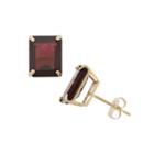 Emerald Red Garnet 10k Gold Stud Earrings