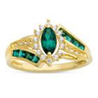 Womens Lab-created Emerald & Lab-created White Sapphire 14k Gold Over Silver Cocktail Ring