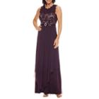R & M Richards Sleeveless Belted Evening Gown