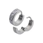 Stainless Steel With Cubic Zirconia Matte 12.7x4mm Huggie Hoop Earrings