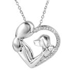 Aspca Tender Voices [ Ct. T.w. Diamond Woman & Dog Heart Pendant Necklace