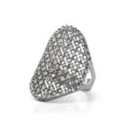Cubic Zirconia Sterling Silver Saddle Ring