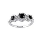 Midnight Black Diamond 1 Ct. T.w. White & Color-enhanced Black Diamond 10k White Gold 3-stone Ring