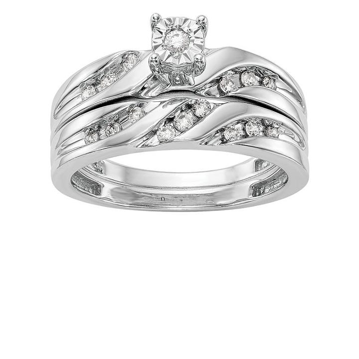 Womens 1/4 Ct. T.w. Genuine Diamond White Round Bridal Set