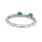 Personally Stackable Lab-created Emerald 2-stone Floral Band Ring