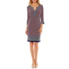 Liz Claiborne 3/4 Sleeve Bordered Shift Dress