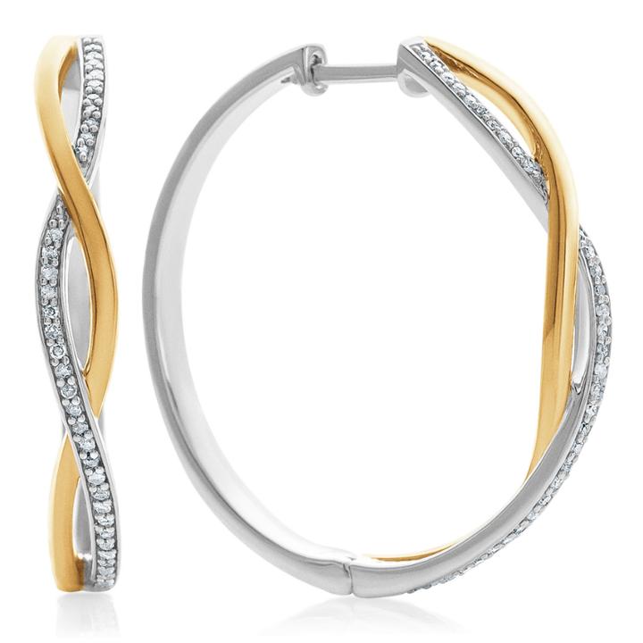 1/5 Ct. T.w. White Diamond Gold Over Silver Hoop Earrings