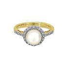 Freshwater Pearl & Lab-created Sapphire 14k Yellow Gold Over Silver Ring